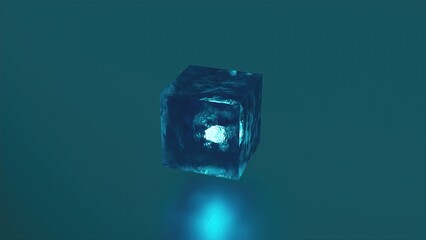 Ice cube rotation. Computer generated 3d render