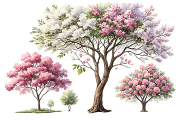 Obraz premium lilac branch , Watercolour blooming flowers tree, spring Season concept 