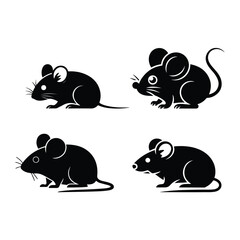 silhouette  rat vector set with white background