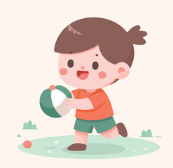 vector image of a child playing ball