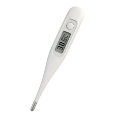 Digital thermometer fever check temperature measurement health medical equipment diagnostic tool celsius reading transparent background