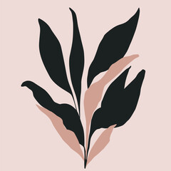 Abstract vector background with leaves, bouquets and geometric shapes in soft pastel calm colors. Boho poster, banner, wallpaper. Ideal for social media design