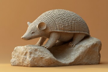 Fototapeta premium Detailed digital sculpture of a visually appealing armadillo.