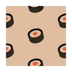 simple sushi rolls pattern on beige Fashion, Textiles, Home Decor, packaging Design, Graphic Web Design, Stationery Prints, Art Craft, Interior Design, Accessories  Lifestyle Products
