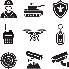 solid black tech icons collection for user interface website and mobile design