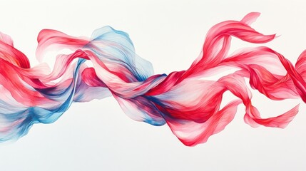 Fototapeta premium Flowing fabrics in vibrant red and blue hues.