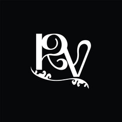 Initial letter RV logo design