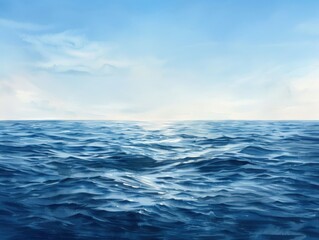 Fototapeta premium Calm ocean waves under a clear blue sky.