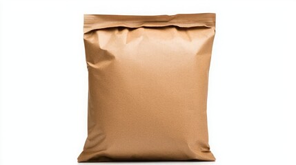 Obraz premium Food security sustainability. A plain brown packaging bag filled with a fine powder, often used for various products like food ingredients or materials.