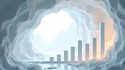 Fototapeta premium Abstract Bar Graph Inside a Cave Illustration