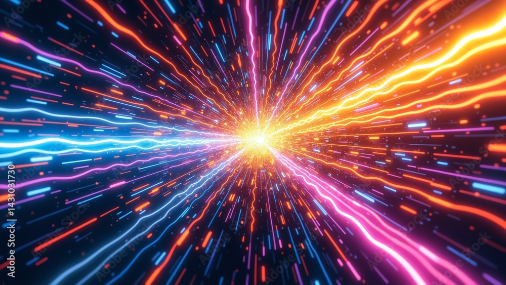 Aufkleber abstract colourful light trail creative cosmic background. explosion, hyper jump into another galaxy