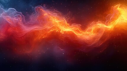 Fototapeta premium Abstract colorful smoke or nebula with orange red and blue hues.