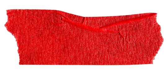 Ripped torn paper adhesive red tape on transparent background