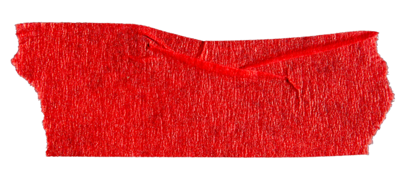 Ripped torn paper adhesive red tape on transparent background