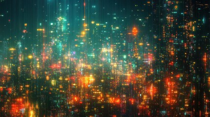 Fototapeta premium Neon Cityscape: A Digital Metropolis at Night