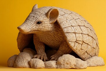 Obraz premium Close-up view of a sculpted armadillo figurine.