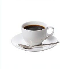 Obraz premium Cup of coffee with spoon isolated on white background