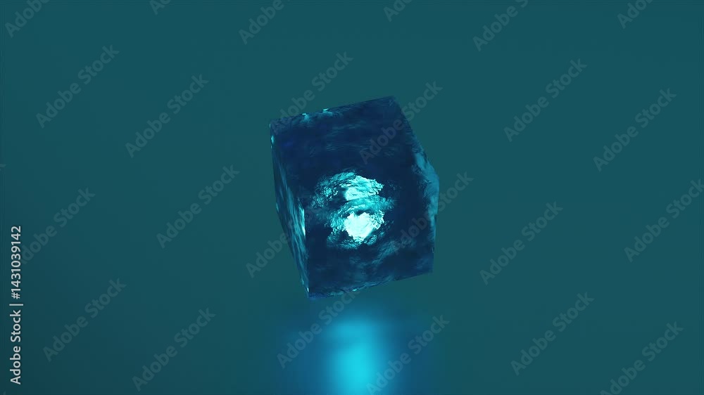 Poster ice cube rotation. computer generated 3d render
