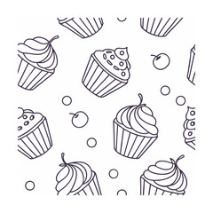 subtle cupcake line art pattern Fashion, Textiles, Home Decor, packaging Design, Graphic Web Design, Stationery Prints, Art Craft, Interior Design, Accessories  Lifestyle Products