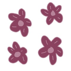 set of flowers purple color background