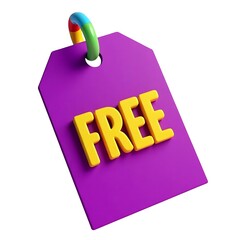 Purple Free Tag 3D Render for Marketing Design