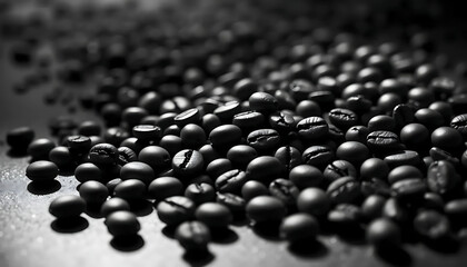 Fototapeta premium Close-up macro detail of black and white pebble-like beans shows a textured abstract pattern