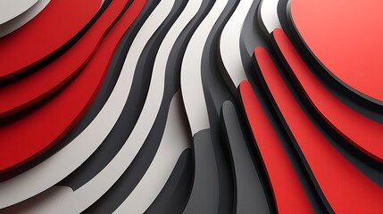 Abstract Red Black and White Wave Pattern Design