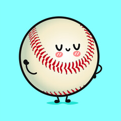 A cheerful Baseball cartoon character with a cute smile, ready to play and have a great time.