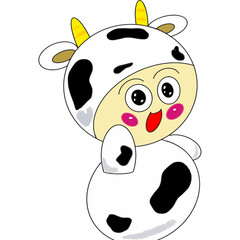 A cow character with funny cute face animals illustration 