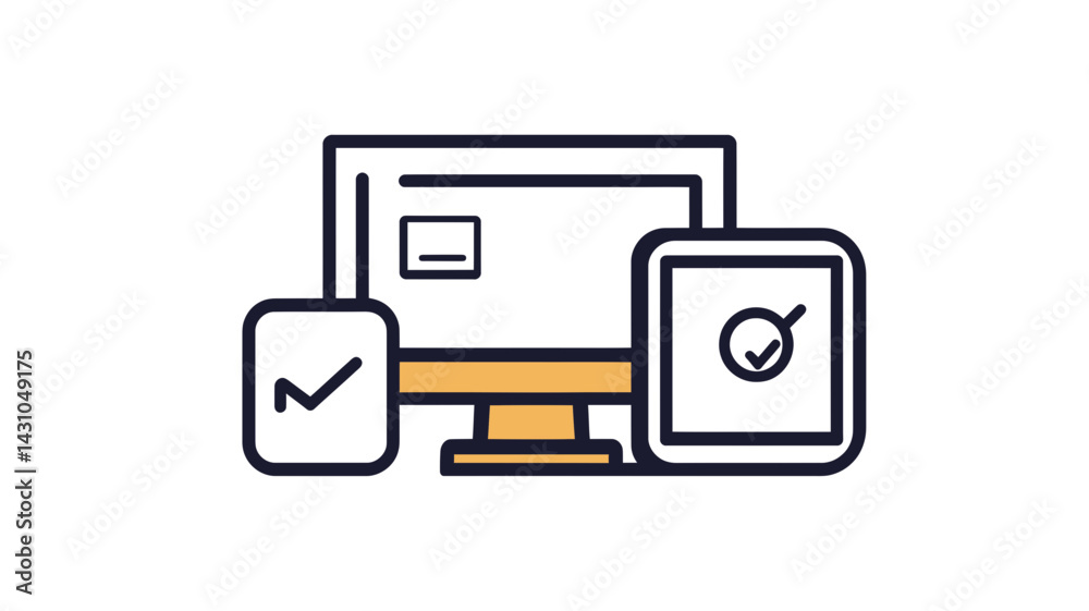 Poster responsive design vector icon - modern thin line illustration of multi-device compatibility and web 