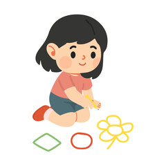 Child Drawing Shapes on the Ground