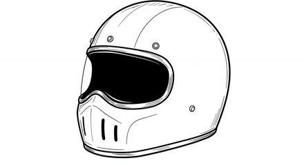 Fototapeta premium White motorcycle helmet line art illustration