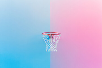 Stylized Basketball Hoop in a Pastel - colored Environment