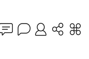 Vector icon set depicting communication symbols for modern digital interactions