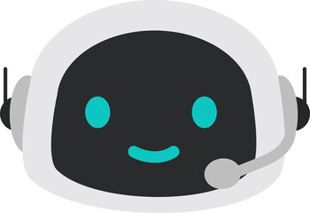 Cartoon Robot Character with Headset for support service 