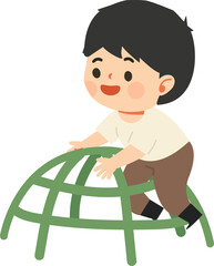 Boy Climbing on Playground Equipment cartoon