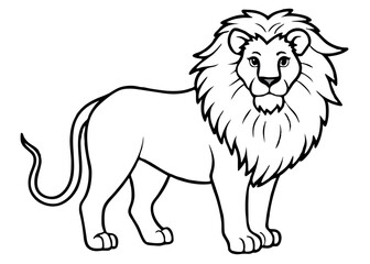 Obraz premium A Simple Line Drawing of a Majestic Lion Standing Tall in Profile View