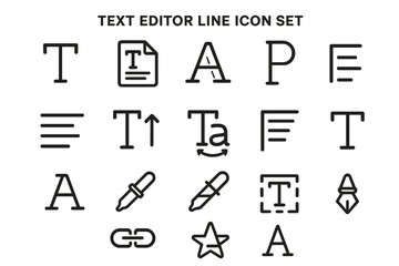 Vector icon set featuring various text editor line designs for digital and graphic applications