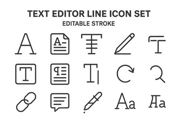 Vector icon set featuring various text editor symbols and tools for graphic design and user interface applications