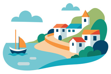 a-coastal-village-with-boats-docked-along-the-shor 