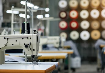 Fototapeta premium Sewing machine at a garment factory