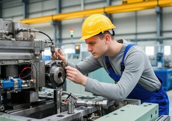 Engineer working on industrial machine