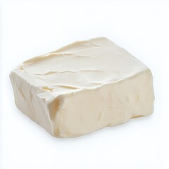 Fresh block of cream cheese with a smooth texture, perfect for baking and spreading on bagels or toast.