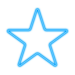 Blue neon star on transparent background. Vector illustration