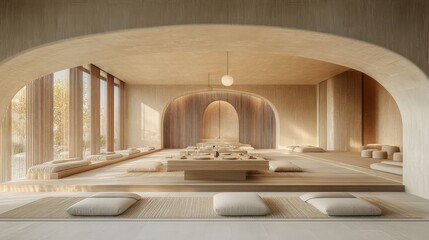 Modern Meditation Room, Sunlight,  Elevated Space