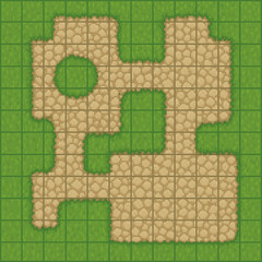 Top down Pixel art tileset of grass and stones