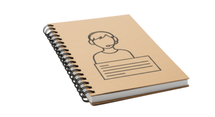 Isolated Spiral Notebook with Customer Service Drawing