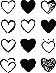  "Set of Black Heart Icons in Different Styles &ndash; Vector Design for Digital Use"