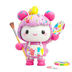 Fototapeta premium Adorable Paint-Splattered Artist Figurine: A Whimsical Collectible Toy