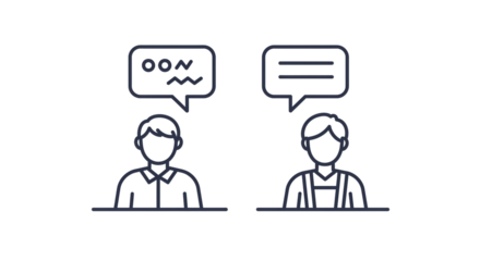 Isolated Two People Talking in Chat Bubbles Outline
